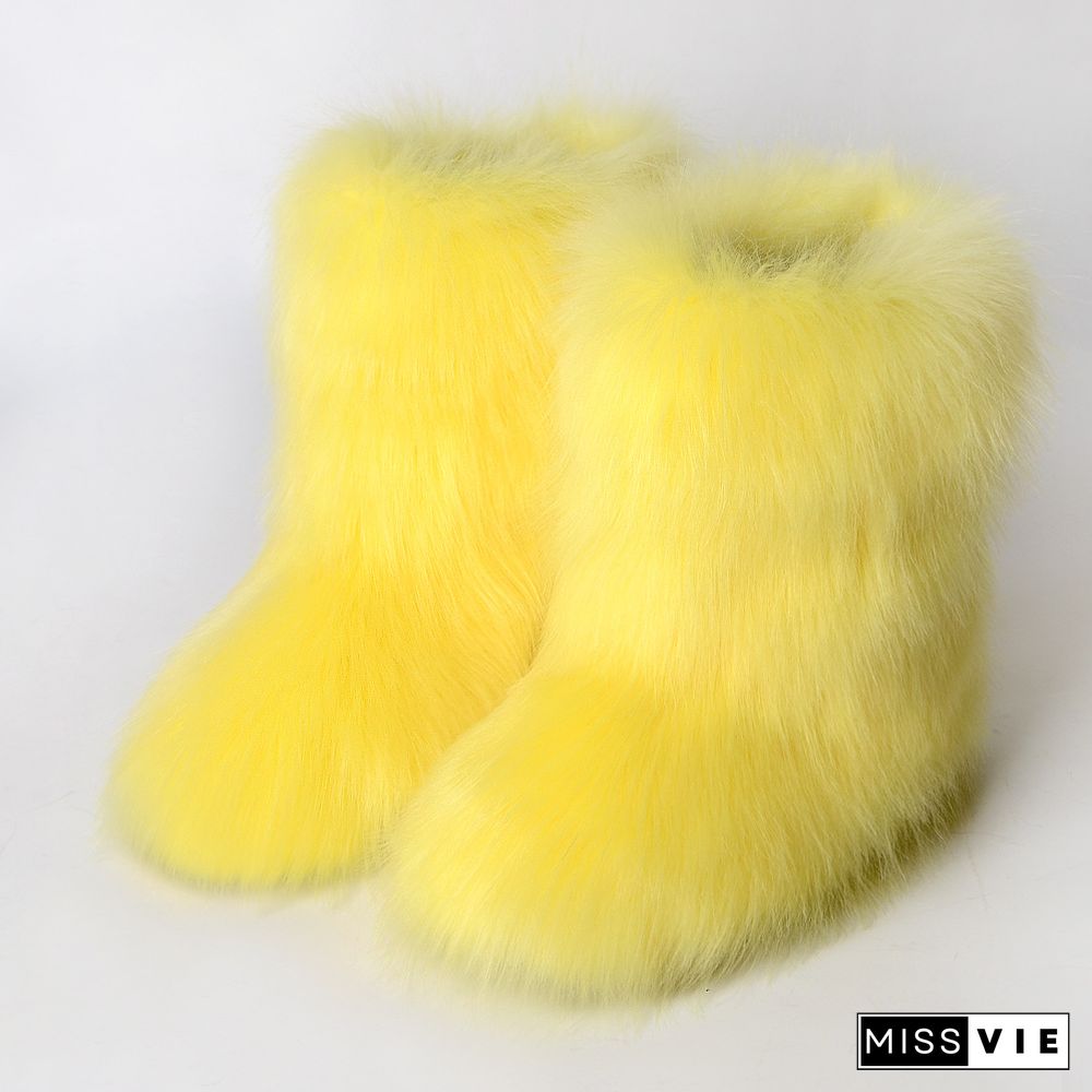 Fashion Casual Fur Boots Plus Velvet Ski Boots