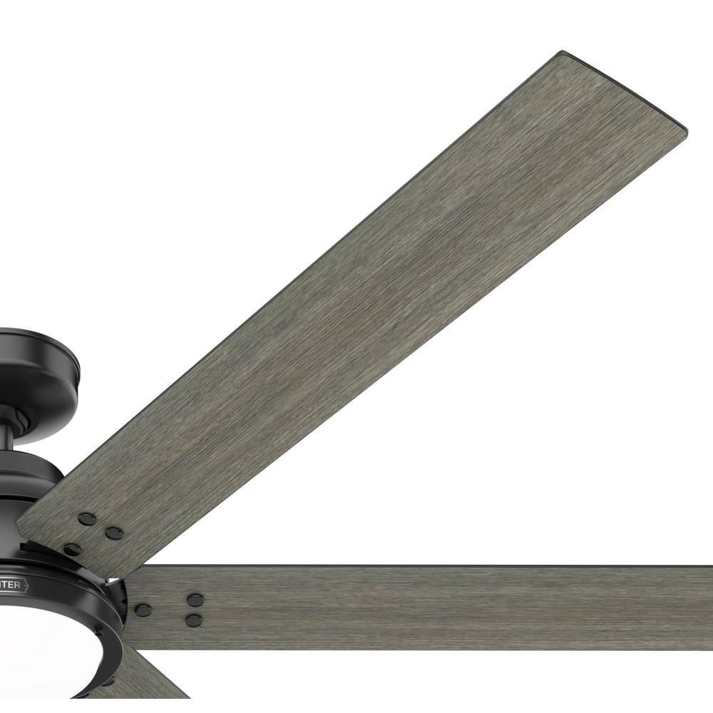 Hunter Gravity 72 in. Integrated LED Indoor Matte Black Smart Ceiling Fan with Light Kit and Remote Included 51950