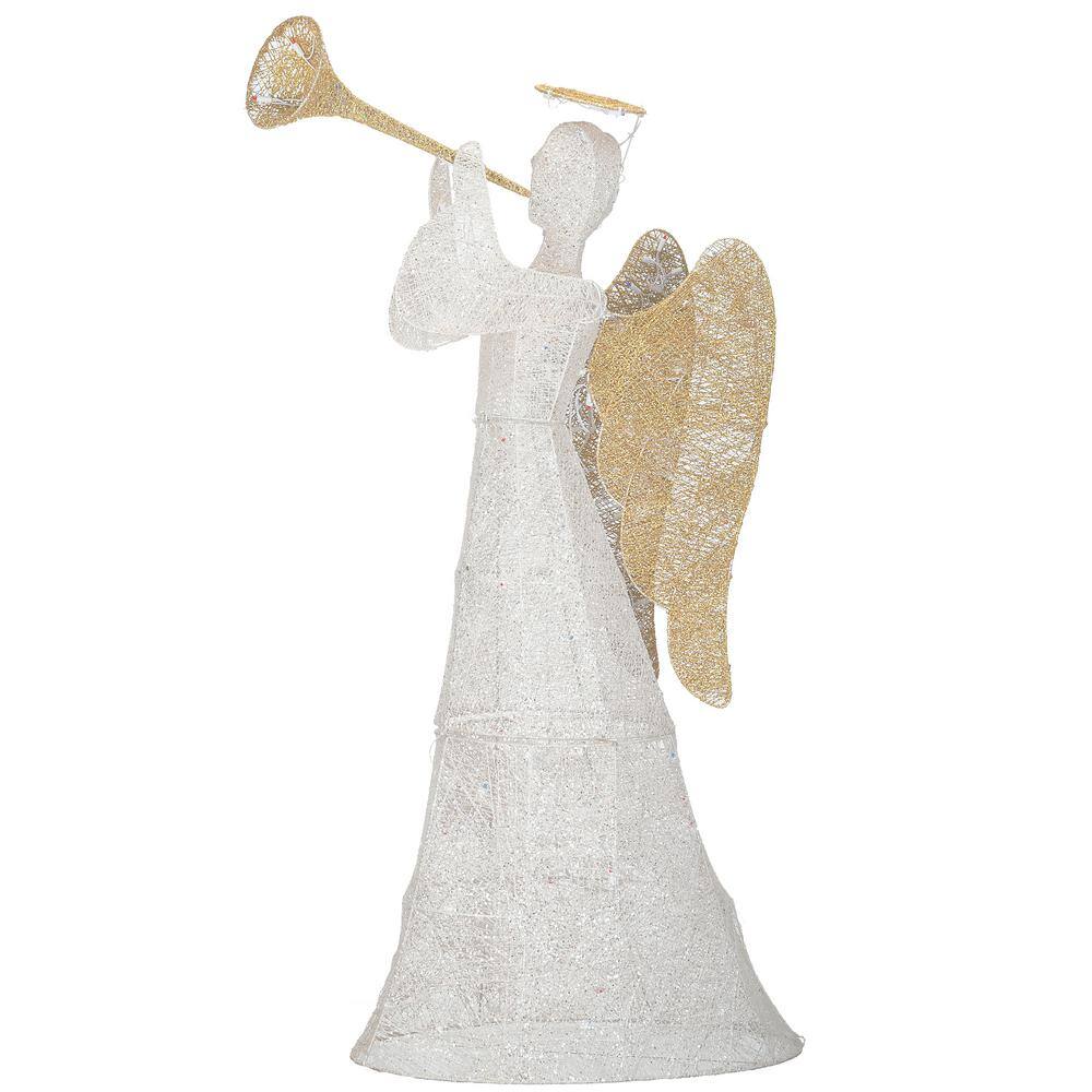  60 in. Trumpeting White Angel with Multi-Color LED Lights DF-21210001L