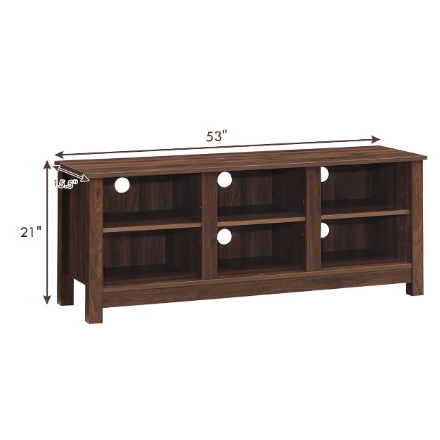 Costway Tv Stand Cabinet For Tv x27 s Up To 60 x27 x27 Entertainment Center W storage Shelves Blackbrown