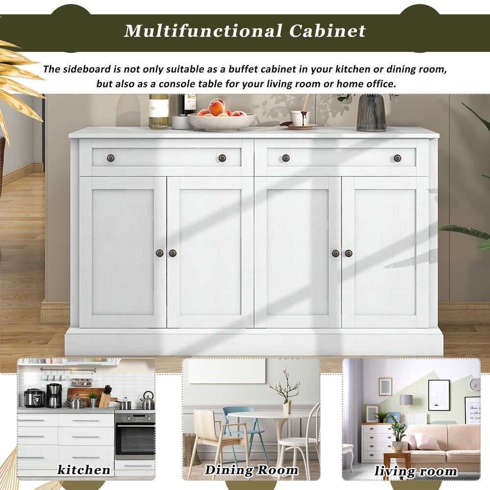 Modern 58.3'' Storage Sideboard Buffet Cabinet with Adjustable Shelves Antique White