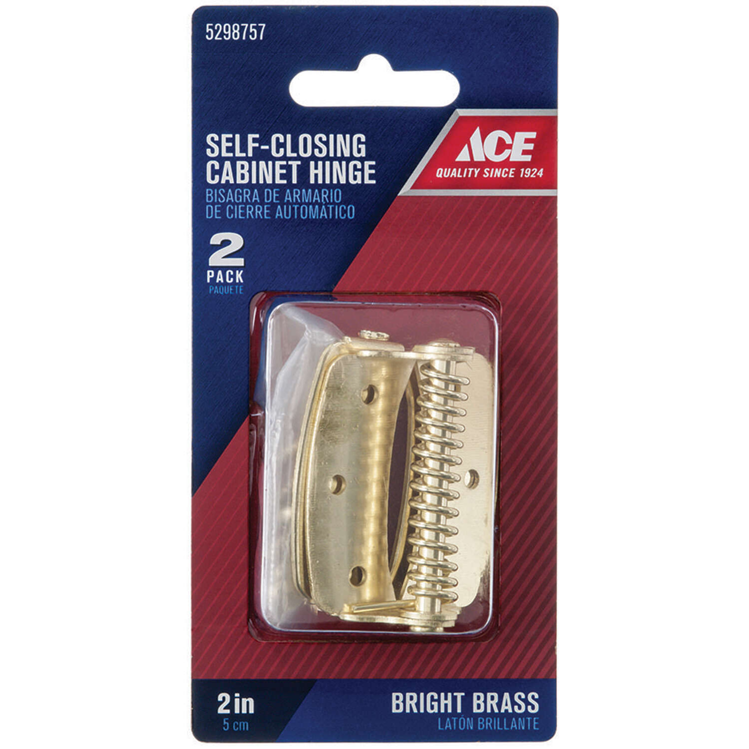 Ace 2 in. L Bright Brass Cabinet Hinge 2 pk