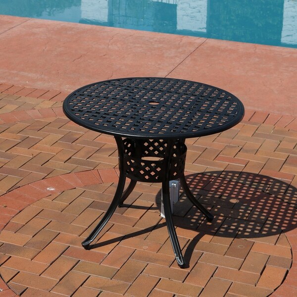 Black HeavyDuty Cast Aluminum Outdoor Round Patio Dining Table