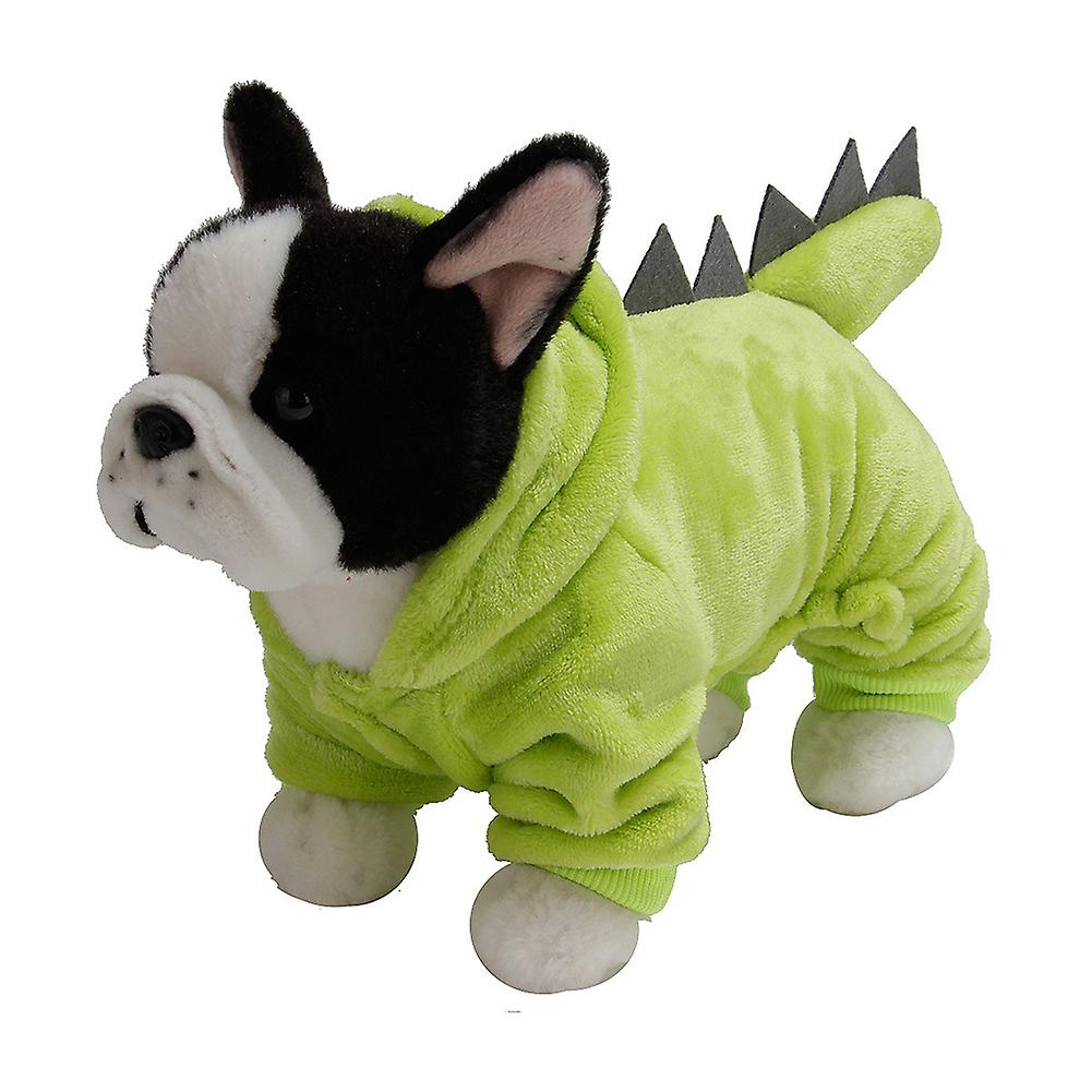 Winter Coral Fleece Green Pet Four Feet Dinosaur Costume Warm Clothes Clothing For Dogs Cats