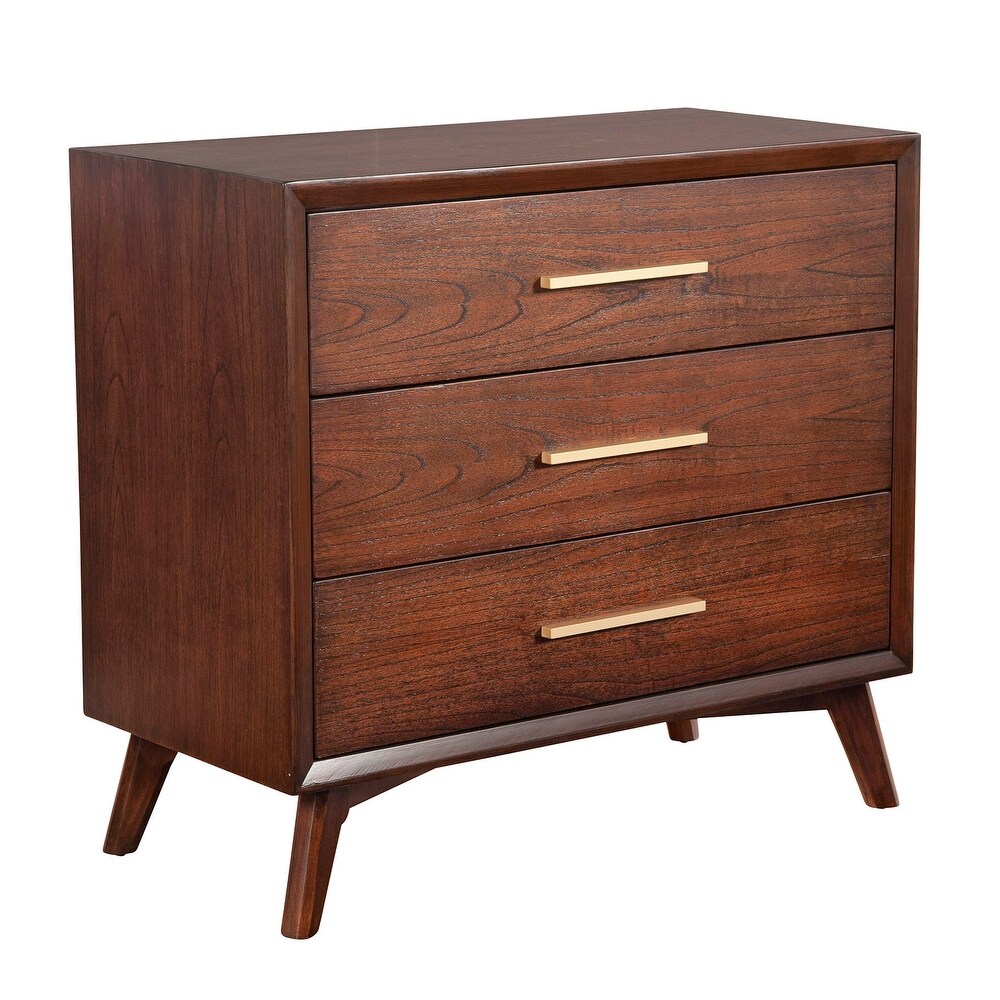 Alpine Furniture Gramercy 3 Drawer Small Wood Chest in Walnut (Brown)