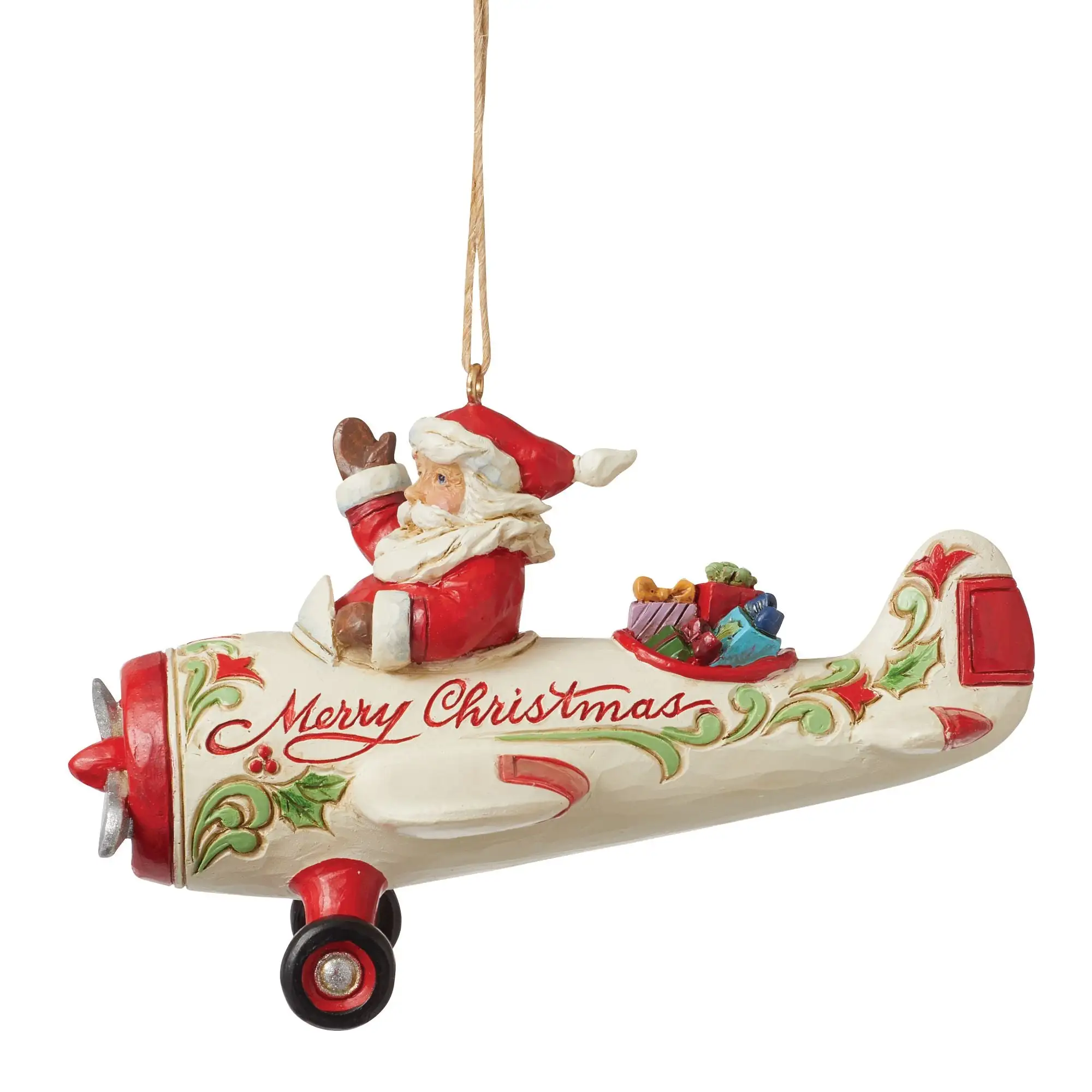 Santa in Airplane Ornament