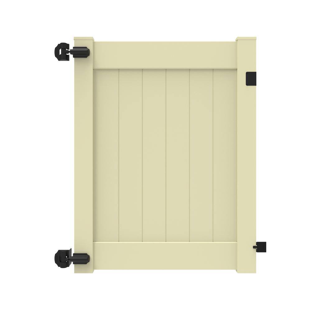 Barrette Outdoor Living Linden 4 ft. W x 5 ft. H Sand Vinyl Un-Assembled Fence Gate 73049243