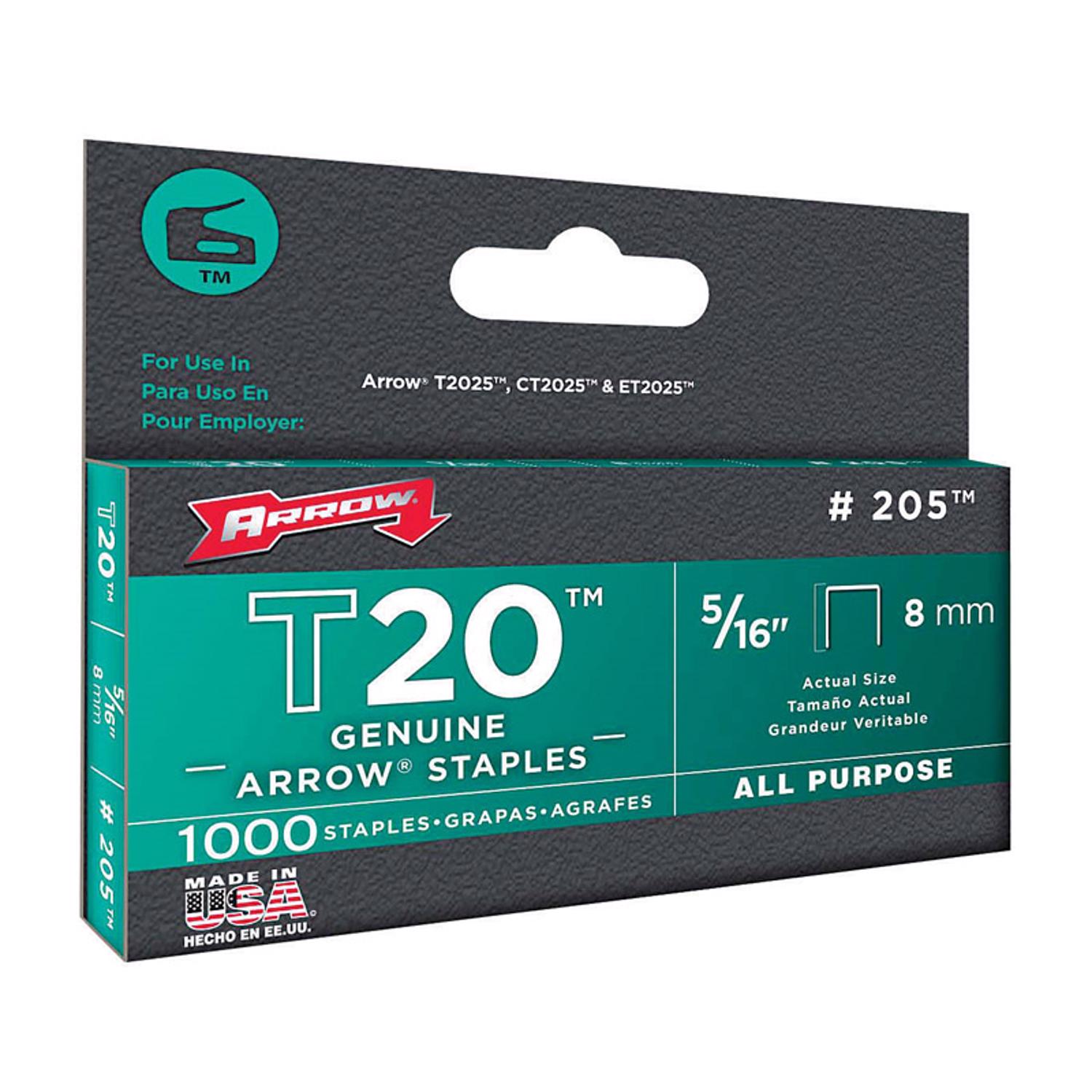 Arrow T20 5/16 in. W X 5/16 in. L 24 Ga. Flat Crown Staples 1000 pk