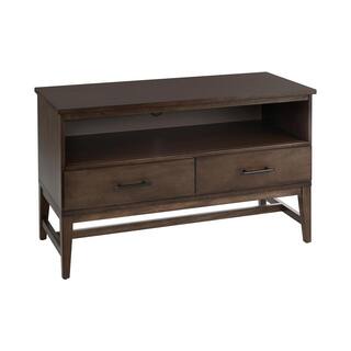 Home Decorators Collection Bellamy Smoke Brown Wood 2 Drawer TV Stand with Cord Management (42 in. W x 25 in. H) SK19345H1-S