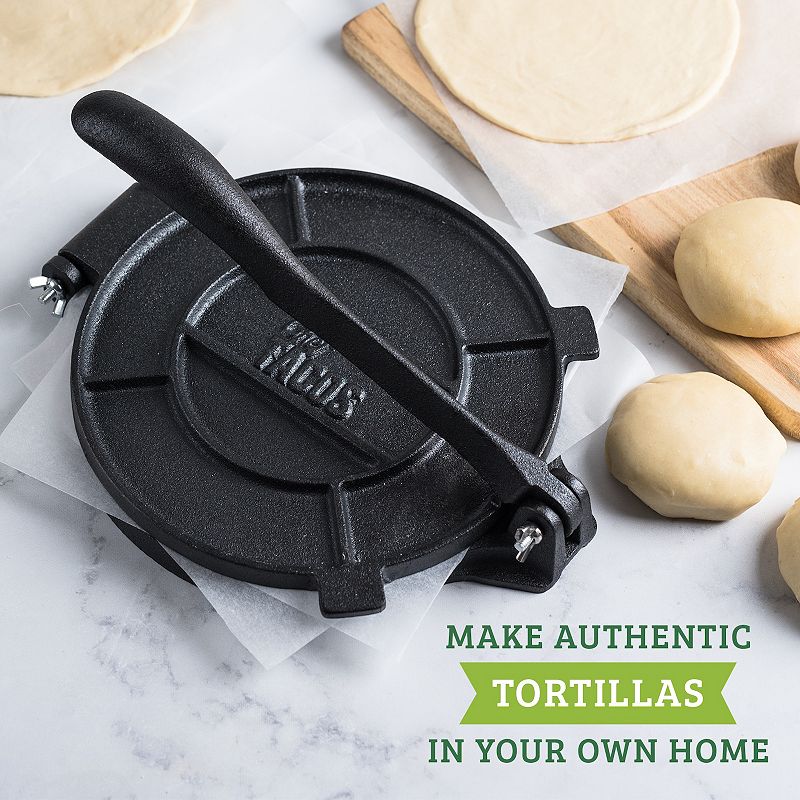 Chef Tacos Authentic Cast Iron Tortilla Press， 8-inch， Pre-seasoned Corn Or Flour Tortilla Maker