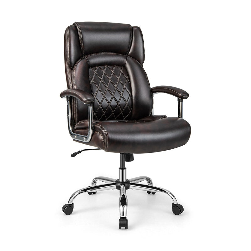 500lbs Height Adjustable Office Chair Swivel Computer Task Desk Chair Leather Executive Chair with Heavy Duty Metal Base