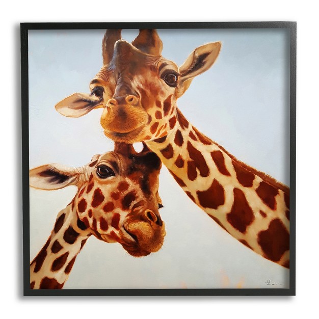 Stupell Industries Happy Giraffe Duo Portrait Framed Giclee