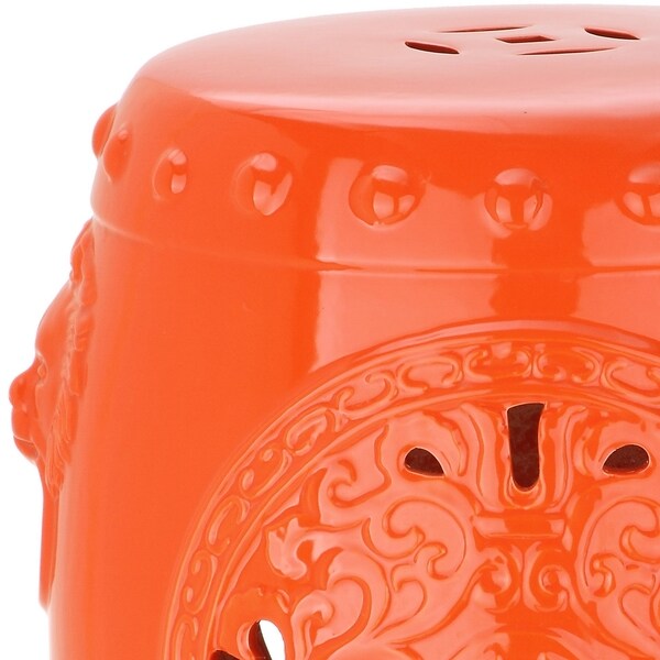 SAFAVIEH Dragon Coin Orange Ceramic Decorative Garden Stool