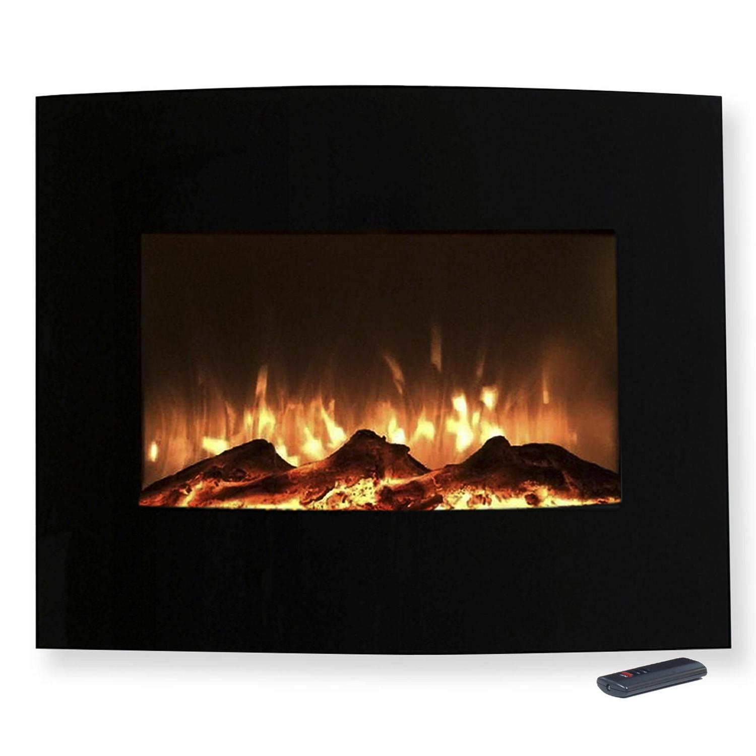 Northwest 25 Curved Wall Mount Electric Fireplace， Includes Floor Stand