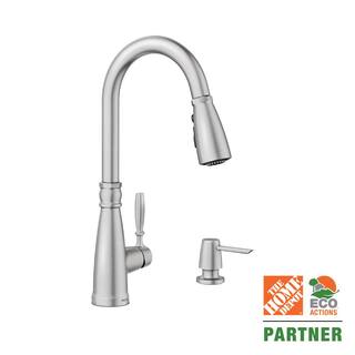 MOEN Boman Single Handle Pull-Down Sprayer Kitchen Faucet with Reflex and PowerBoost in Spot Resist Stainless 87162SRS