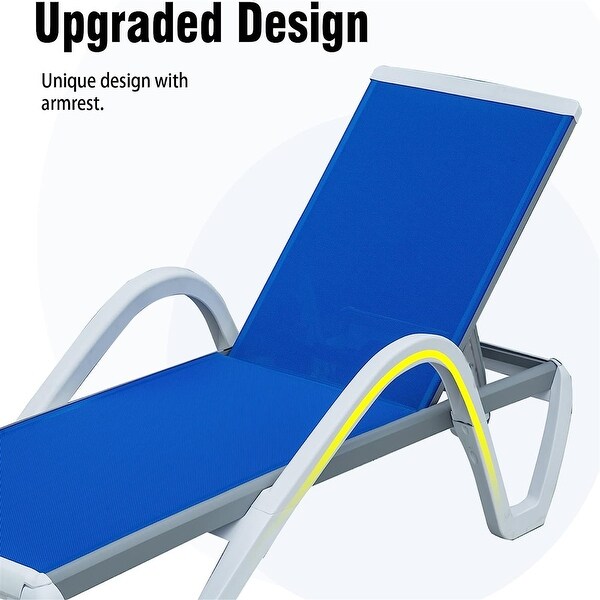 Adjustable Lounge Chairs Pool Side Chaise Lounge with Plastic Table