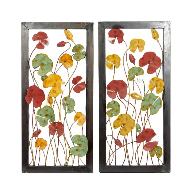 Metal Floral Wall Decor With Black Frame Set Of 2 Olivia amp May