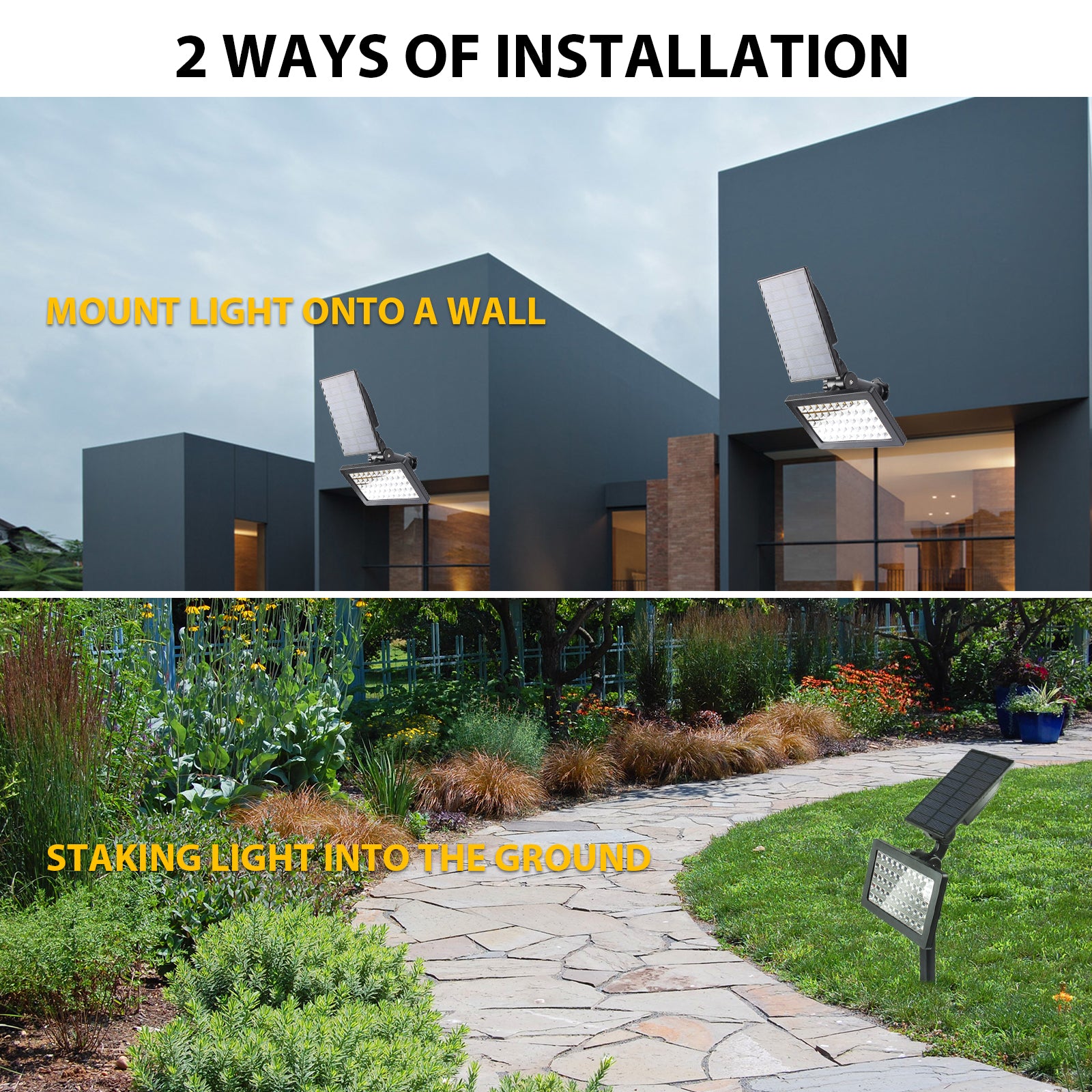 2Pack Solar Power Flood Lamp Spotlight Outdoor 50Led Garden Wall Landscape Light