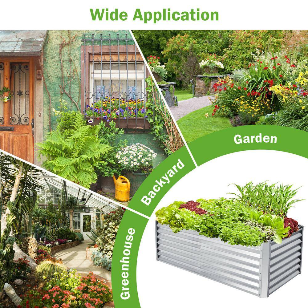 Gymax 70 in. x 35 in. x 24 in. Raised Garden Bed Large Metal Planter Box Kit for Vegetable Herb GYM09702