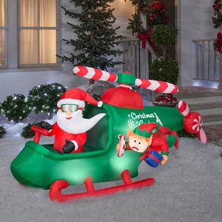 4.5 ft. Tall x 4 ft. W Christmas Inflatable Animated Airblown-Santa in Helicopter with Spinning Propellers Scene G-882497