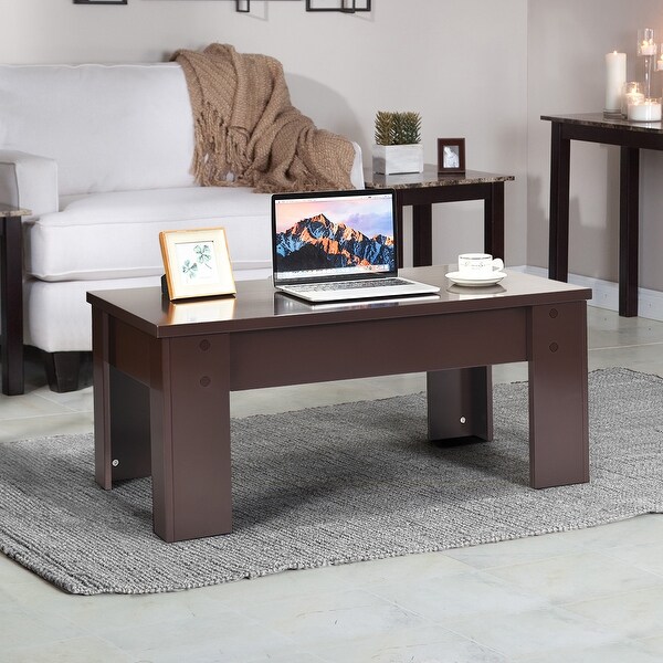 Costway Lift Top Coffee Table Pop-UP Cocktail Table w/Hidden - See Details