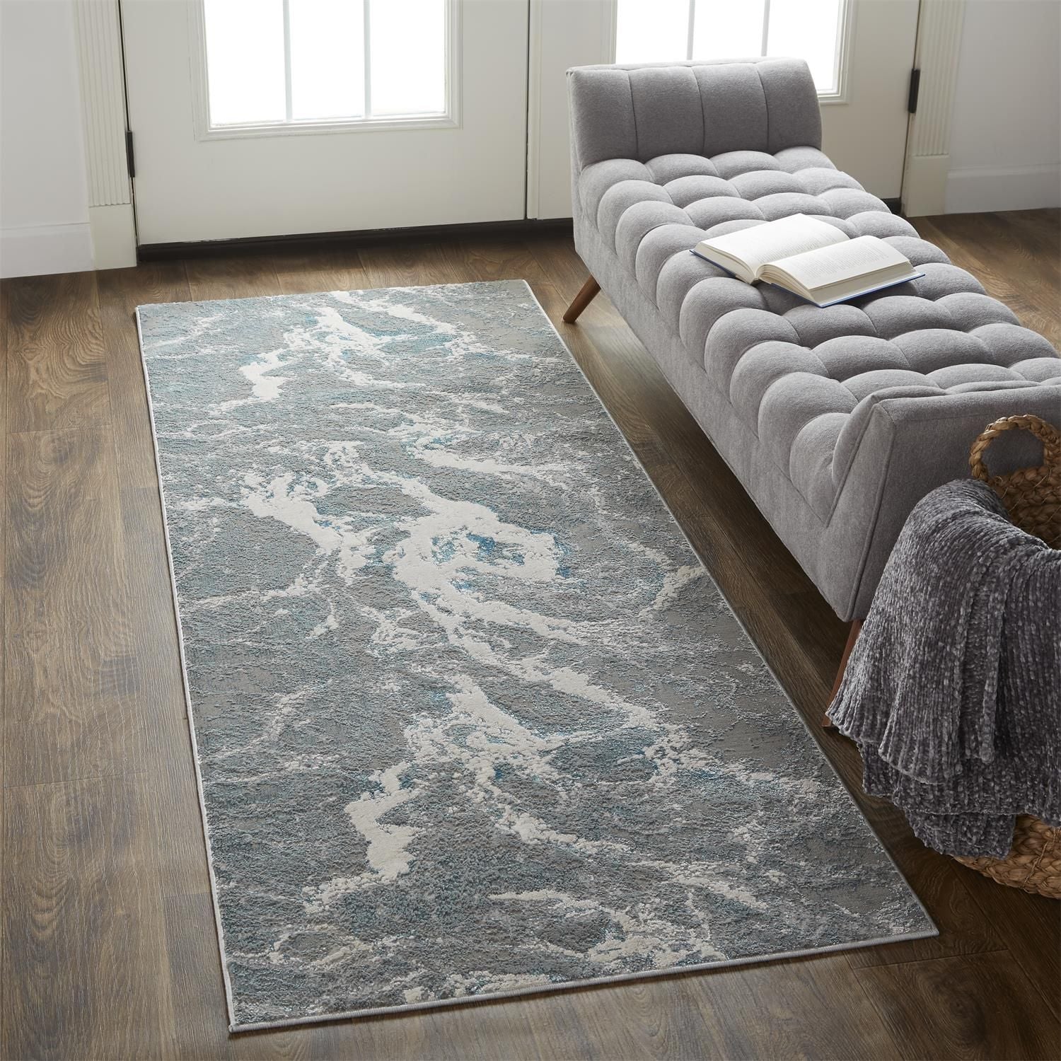 Aurelian Silver and Blue Rug by BD Fine