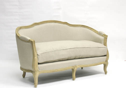 Maison Settee  Natural Linen   French Country   Loveseats   by HedgeApple  Houzz