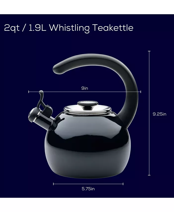 Circulon Enamel on Steel 2-Qt. Whistling Teakettle with Flip-Up Spout