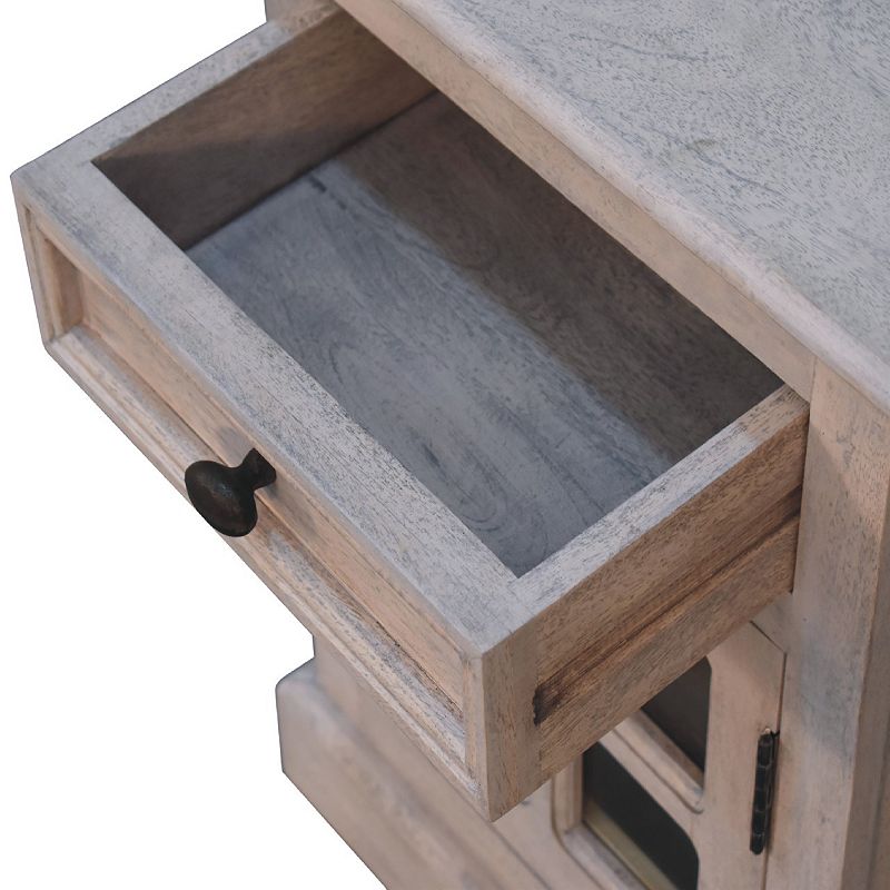 Stone Finish Bedside with Glazed Door