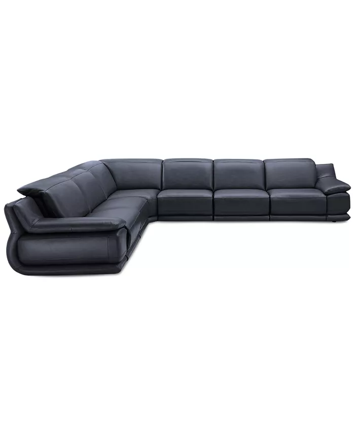 Furniture Daisley 6-Pc. Leather L Shaped Sectional Sofa with 3 Power Recliners