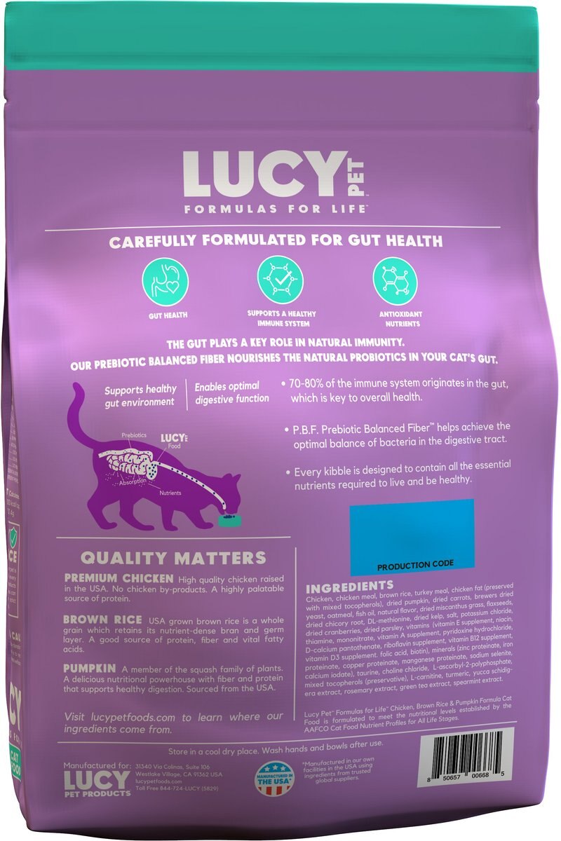 Lucy Pet Products Chicken， Brown Rice and Pumpkin Limited Ingredient Diet Cat Food