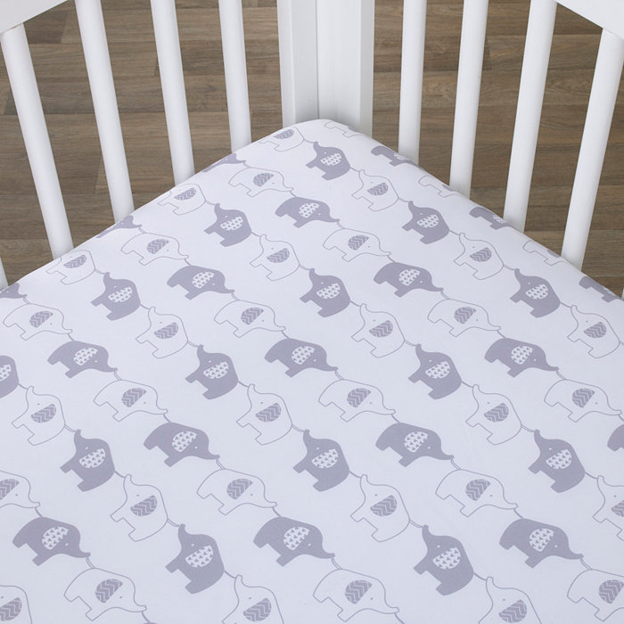 NoJo Elephant Stroll Fitted Crib Sheet