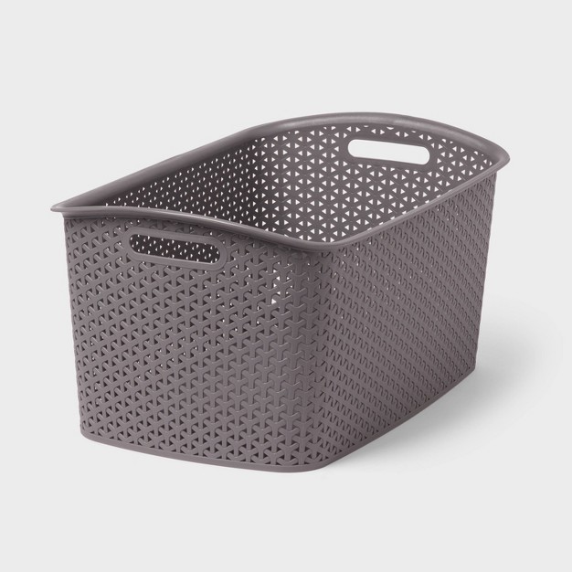 Y weave Jumbo Decorative Storage Basket Gray