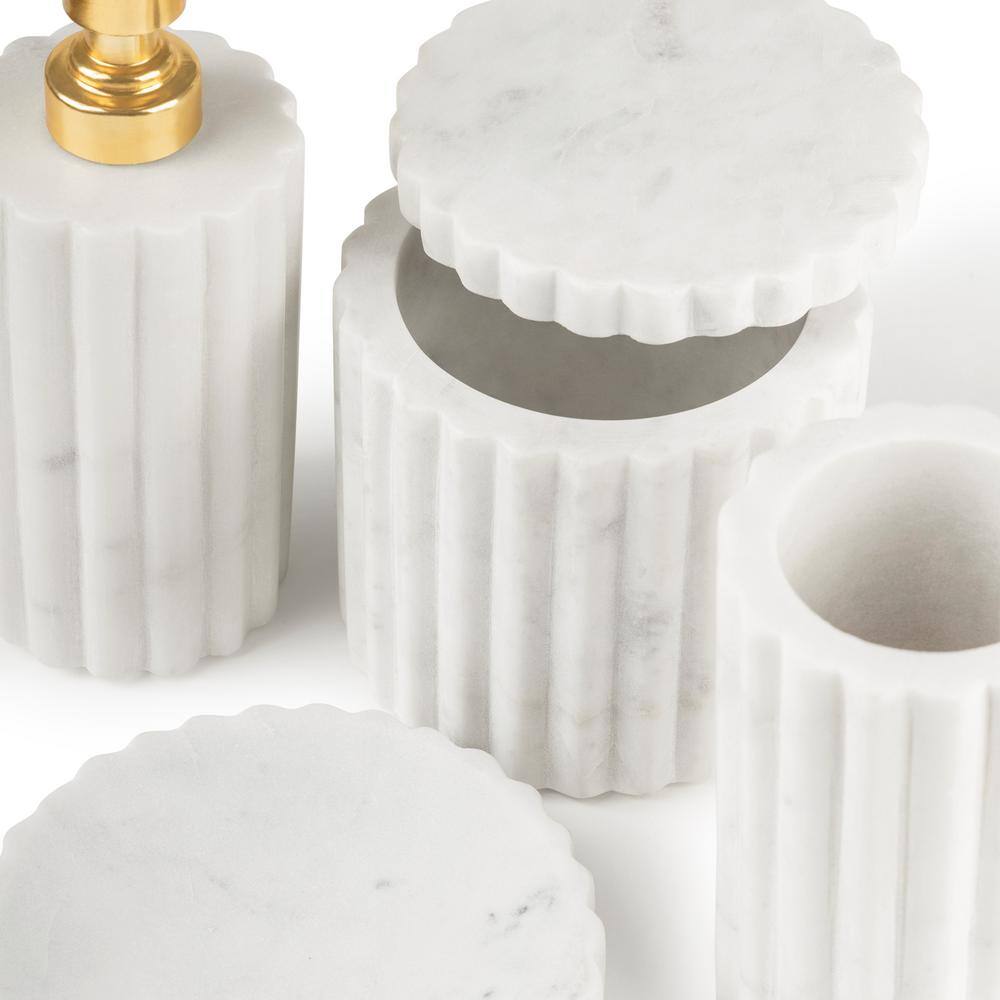 GAURI KOHLI Roksana 4 Pieces White Marble Bath Accessories Set GK51102