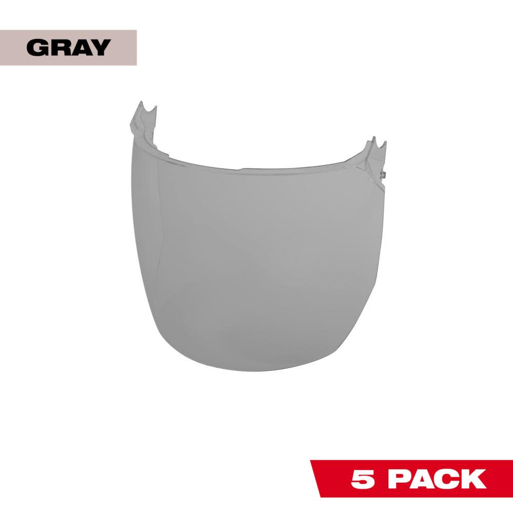 Milwaukee Gray Face Shield Replacement Lenses Helmet and Hard Hat Mount 5pk