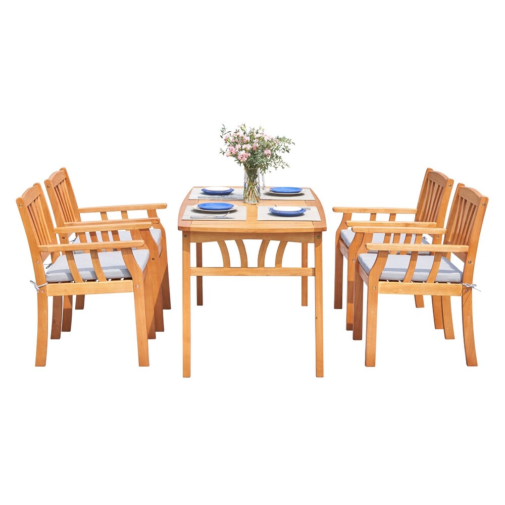 Kapalua Honey Nautical Eucalyptus Wooden Outdoor Dining Set