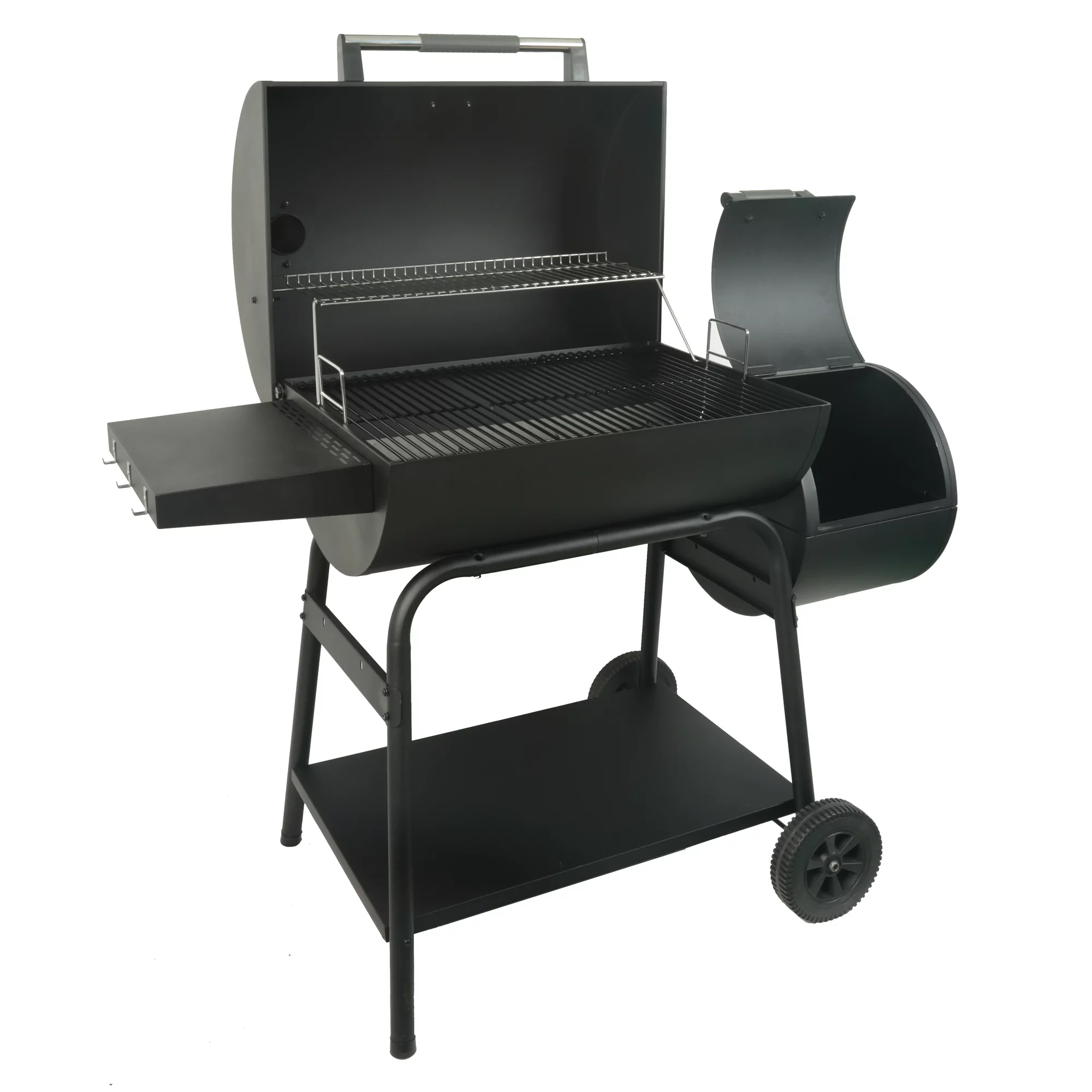 Expert Grill 28 Offset Charcoal Smoker Grill with Side Firebox， Black