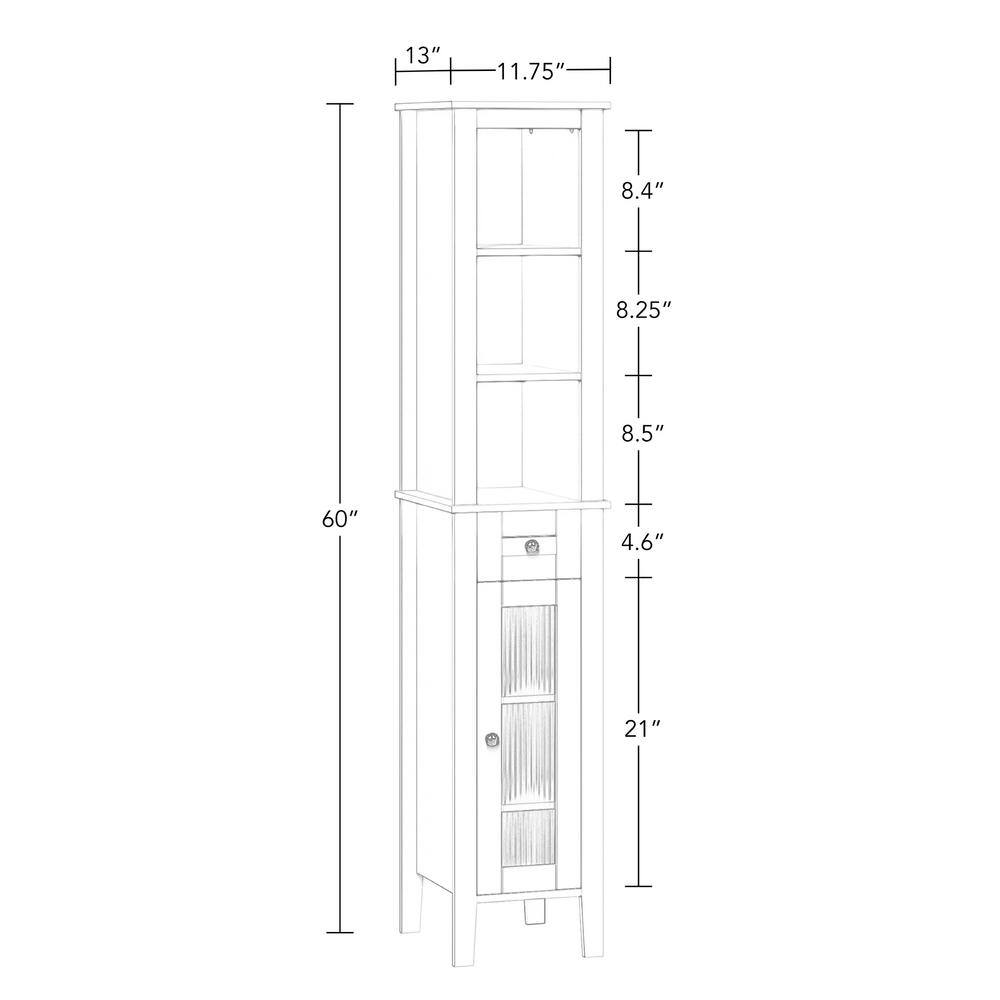 RiverRidge Home Prescott 11.75 in. W x 60 in. H x 13 in. D Slim Tall Cabinet in White 06-163