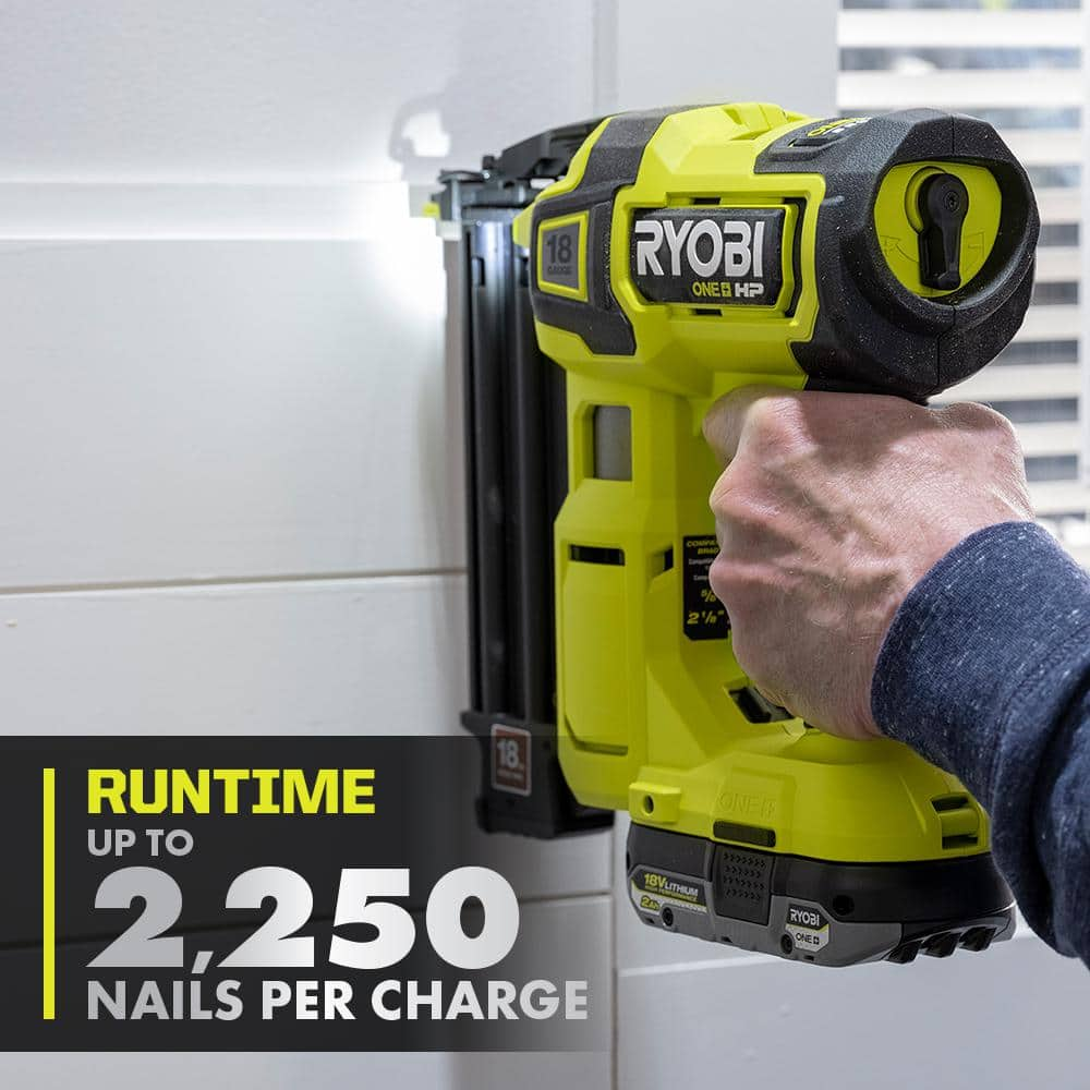 RYOBI ONE+ HP 18V 18-Gauge Brushless Cordless AirStrike Brad Nailer with ONE+ HP Brushless 7-1/4 in. Circular Saw (Tools Only) P322-PBLCS300B