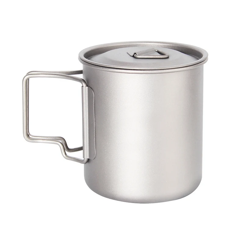 Titanium Cups Folding Handle Titanium Mug 420ml Camping Hiking Titanium pots