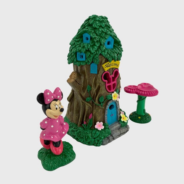 Disney Minnie Mouse Miniature Resin Garden Set With Solar Tree House