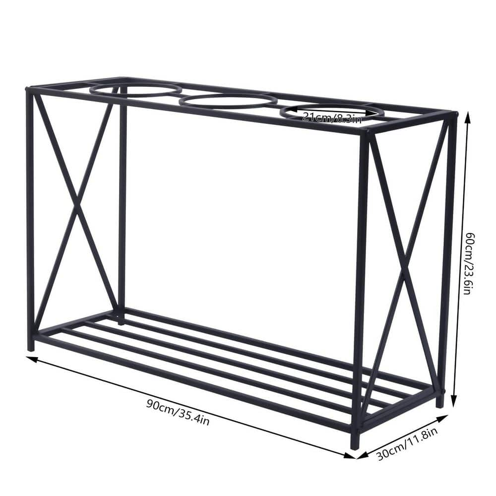 YIYIBYUS 36.2 in. x 12.6 in. 2-Tier Innovative Indoor Outdoor Black Metal Flower Plant Stand Shelf Rack Storage Organizer OT-ZJCY-5104