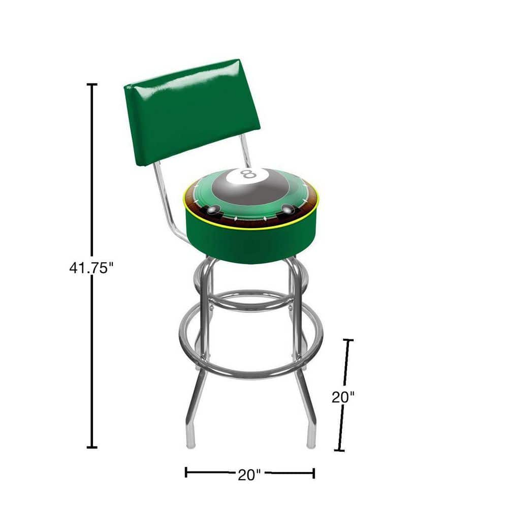 Trademark Rack'em 8-Ball 30 in. Chrome Swivel Cushioned Bar Stool RAC1100-8