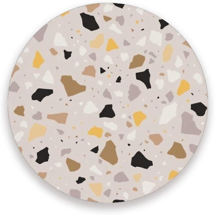 Printed Round Modern Terrazzo Pattern Ceramic Coasters With Cork-backed For Coffee Drink Cup Mat Absorbent Stone Coaster Set Of 1/2/4