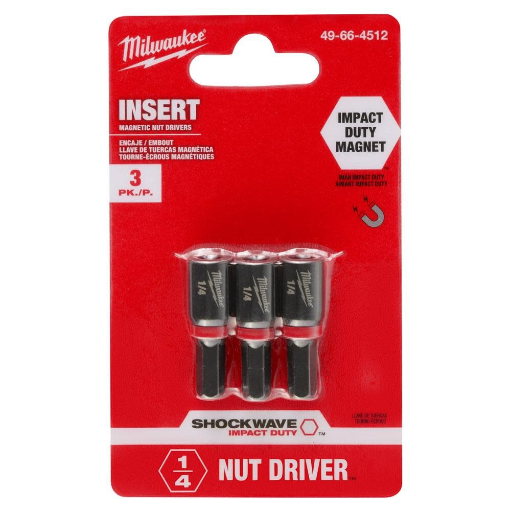 Milwaukee SHOCKWAVE 1/4 in. Insert Nut Driver 3PK 49-66-4512 from Milwaukee