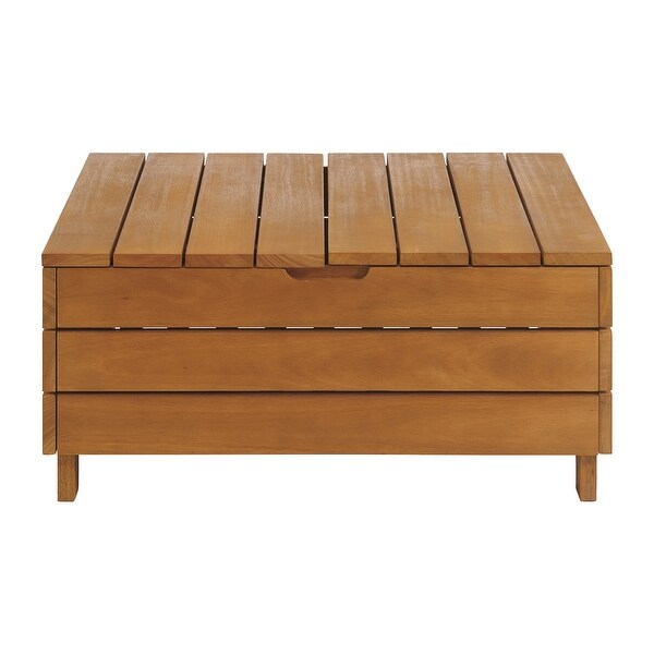 Barton Outdoor Eucalyptus Wood Coffee Table with Lift Top Storage Compartment