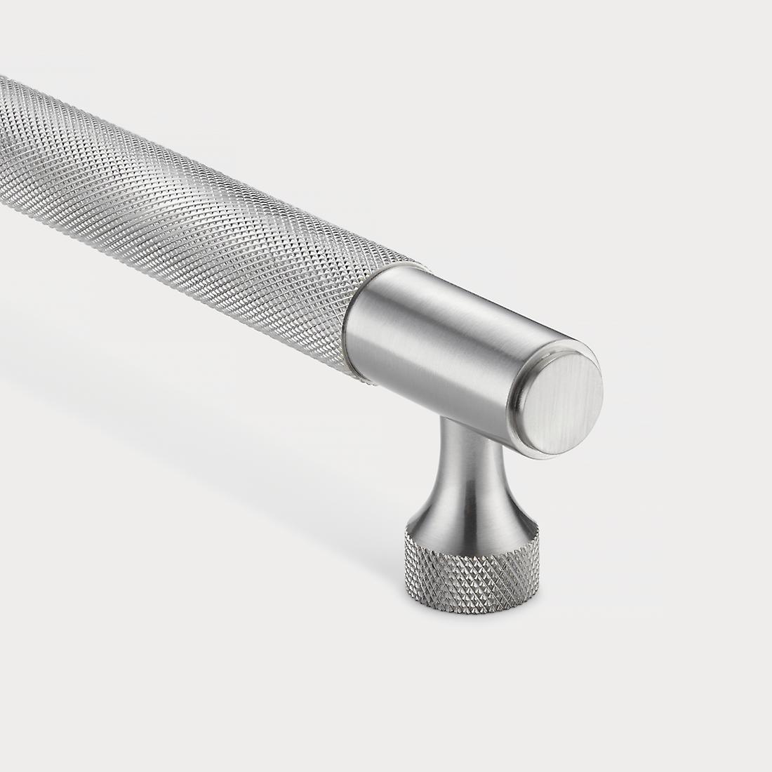 Brass Bar Handle - Silver - Hole Centre 320mm - Knurled