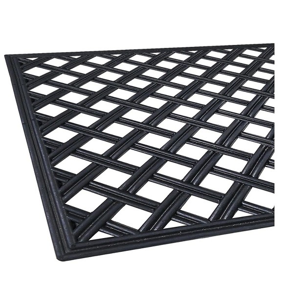 Kate Aurora Lattice 18 In X 30 In Wrought Iron Designed Non Skid Rubber Outdoor Door Mat Black