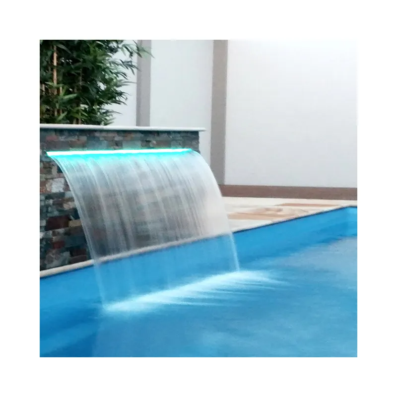 Popular Swimming Pool Waterfall Acrylic Wall Waterfall Spillway Garden Supplies Water Descent With Led Lights