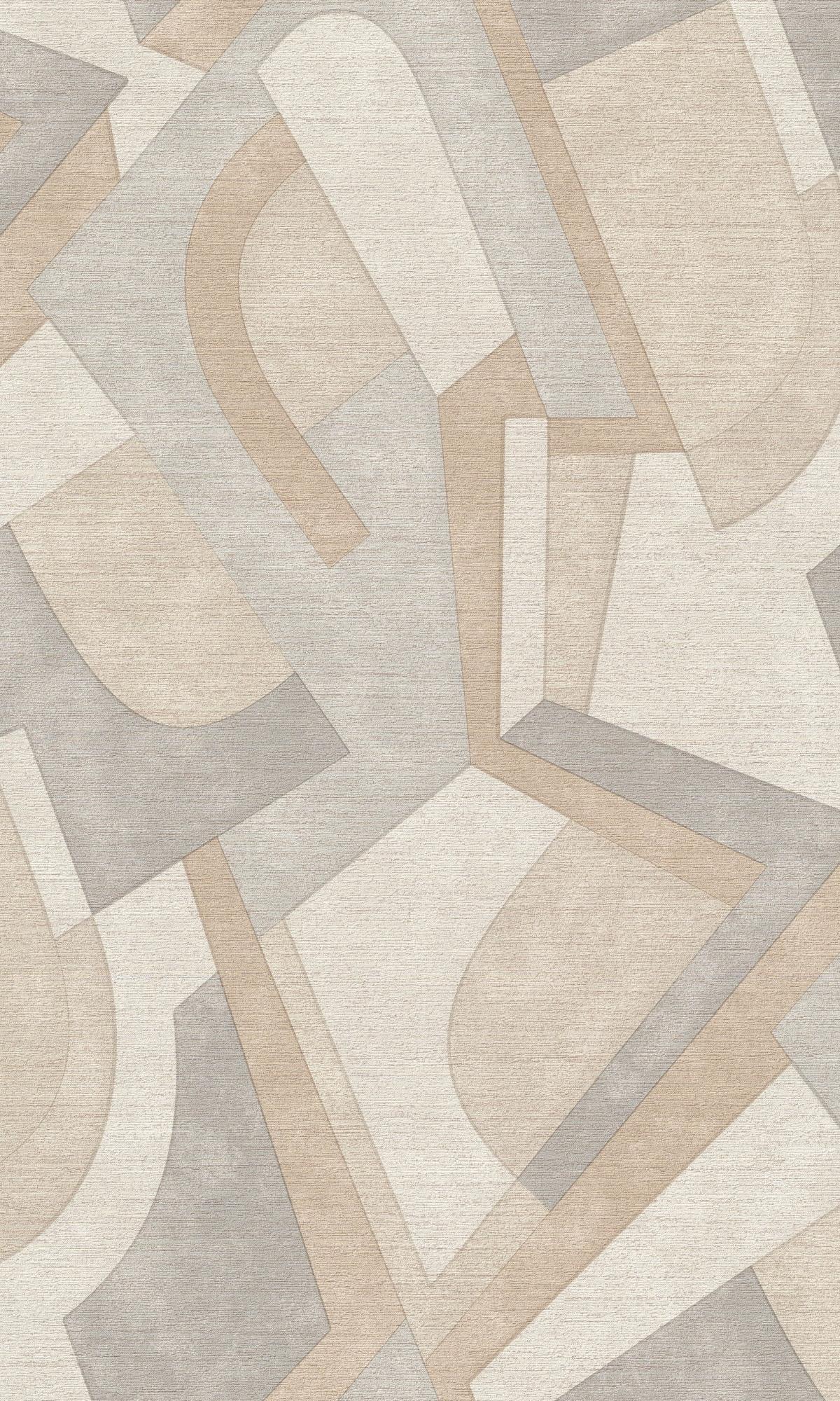 Bold Abstract Geometric Metallic Beige Wallpaper